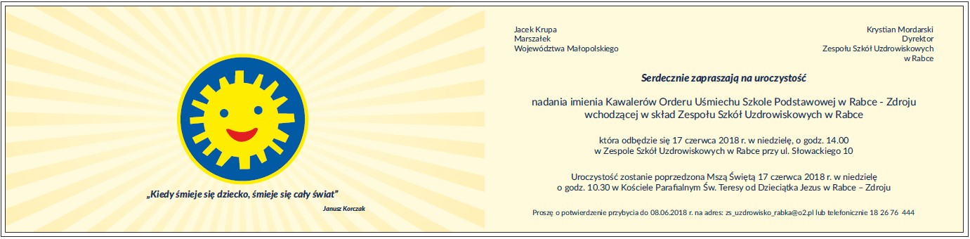 Zaproszenie na oficjalne nadanie imienia KOU